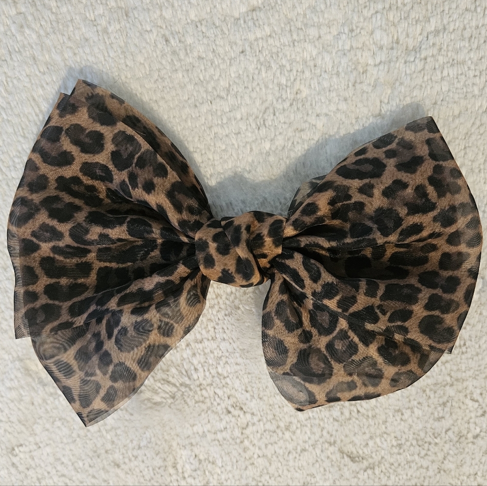 NEW Zara Leopard Black Scrunchie Bow Hair Clip Accessories Set Coquette Feminine - Picture 4 of 5